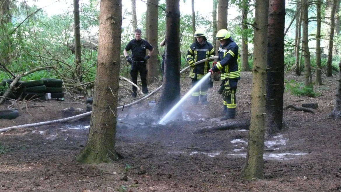Waldbrand am Rande von Wohnsiedlung