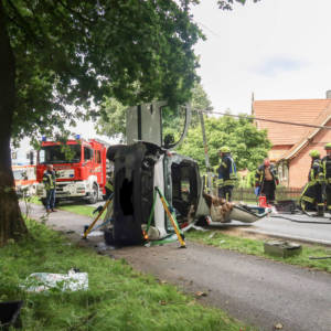 Kleintransporter prallt gegen Baum