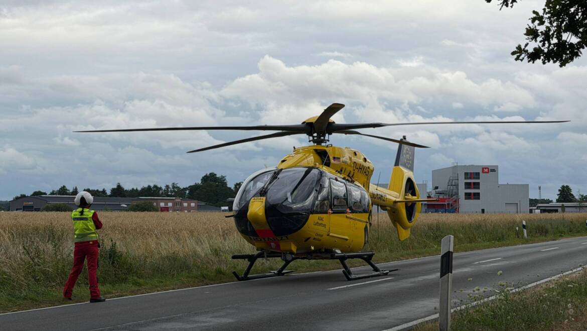 E-Call Auslösung-Motorradfahrer kollidiert frontal mit PKW